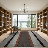 Brown Tan Vertical Striped Woven Rug