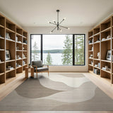 Beige Abstract Wave Area Rug