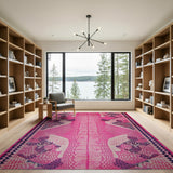 Vibrant Pink Crocodile Tribal Area Rug