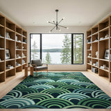 Emerald Green Emerald Wave Abstract Area Rug