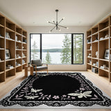 Pink Butterfly Floral Lace Area Rug