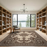 Brown and Tan Ornate Brown Tan Persian Floral Rug