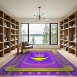 Vibrant Purple Smiley Face Cartoon Rug
