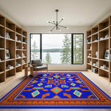 Blue Orange Geometric Southwestern Rug