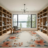 Pink Floral Border Area Rug