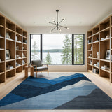 Geometric Modern Blue and Teal Layered Blue Mountains Geometric Area Rug