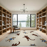Whimsical Cartoon Cats Monkey Pattern Rug