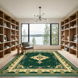 Traditional Persian Green Persian Floral Medallion Area Rug