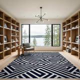 Geometric Modern Black and White Bold Black White Geometric Maze Rug