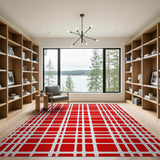 Red Geometric Modern Bold Red Geometric Grid Area Rug