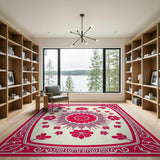 Red Floral Medallion Oriental Area Rug