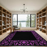 Ornate Pink Ornate Floral Border Area Rug