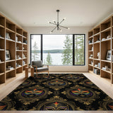 Rainbow Mask Gold Ornate Area Rug