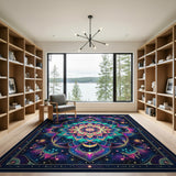 ODIKA Washable Mandala Area Rug - Low Pile Bohemian Floral Non-Slip Carpet