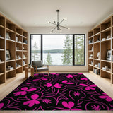Vibrant Pink Floral Abstract Area Rug