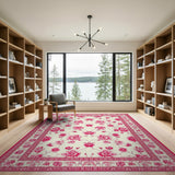 Pink Peony Floral Vintage Floral Vintage Area Rug