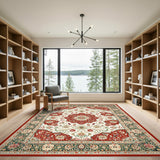 Traditional Persian Red Floral Persian Medallion Area Rug