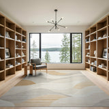 Abstract Wave Beige Neutral Beige and Neutral Area Rug