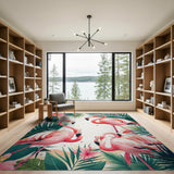 Pink Flamingo Coastal Area Rug