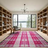 Distressed Vintage Distressed Pink Plaid Area Rug