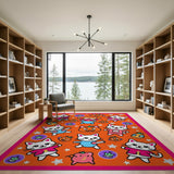 Playful Cartoon Cats Pumpkins Kids Area Rug