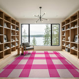 Vibrant Pink White Gingham Check Area Rug