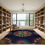 Vibrant Geometric Light Bulb Area Rug