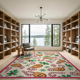 Festive Gingerbread Men Candy Cane Holiday Rug