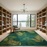 Emerald Green Palm Frond Area Rug