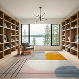 Vibrant Geometric Abstract Area Rug with Arches