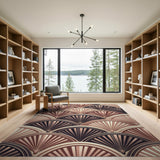 Beige Scalloped Fan Geometric Area Rug