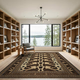 Ornate Leopard Print Brown Tan Area Rug