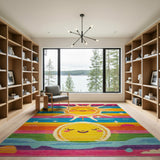 Smiling Sun Rainbow Kids Cartoon Rug