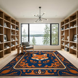 Ornate Orange Fox Portrait Area Rug