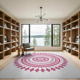 Geometric Modern Pink Vibrant Pink Mandala Geometric Area Rug