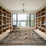 Distressed Brown Geometric Area Rug