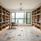 Beige Honeycomb Hexagon Area Rug