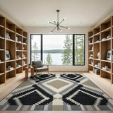 Bold Black Diamond Geometric Southwestern Rug