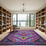 Vibrant Purple Geometric Heritage Tribal Area Rug