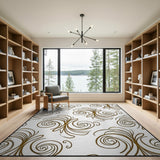 Bronze Swirl Abstract Area Rug