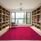 Pink Floral Outline Area Rug
