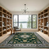 Traditional Persian Ornate Green Persian Floral Area Rug