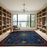 ODIKA Spiderweb Pixel Art Washable Area Rug - Low Pile Non-Slip Kids & Pet Friendly Carpet
