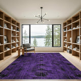 Purple Distressed Skull Motif Area Rug