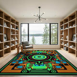 Neon Gear Futuristic Geometric Area Rug