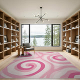 Pink Pink Swirl Abstract Area Rug