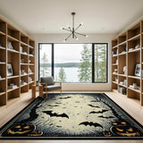 Spooky Halloween Bats Jack-o-Lantern Area Rug