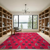 Vibrant Red Fir Tree Silhouette Area Rug