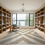 Beige Zigzag Geometric Area Rug