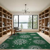 Green Sunflower Snowflake Area Rug